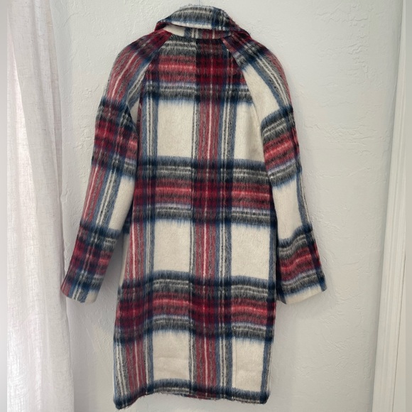 ASOS Red and Blue Plaid Trench Coat - Picture 5 of 16